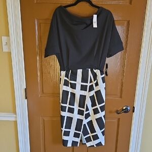 NY&C-Black bolt neck short sleeved dress with blk/gray bottom Sz M NWT
